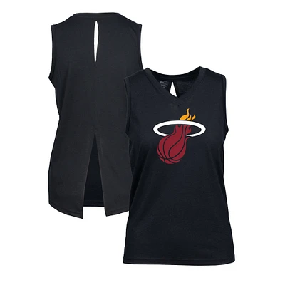 Women's Levelwear Black Miami Heat Paisley Core V-Neck Tank Top