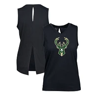 Women's Levelwear Black Milwaukee Bucks Paisley Core V-Neck Tank Top