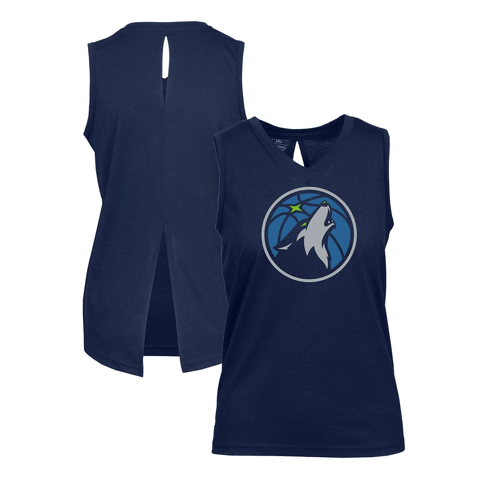 Women's Levelwear Navy Minnesota Timberwolves Paisley Core V-Neck Tank Top