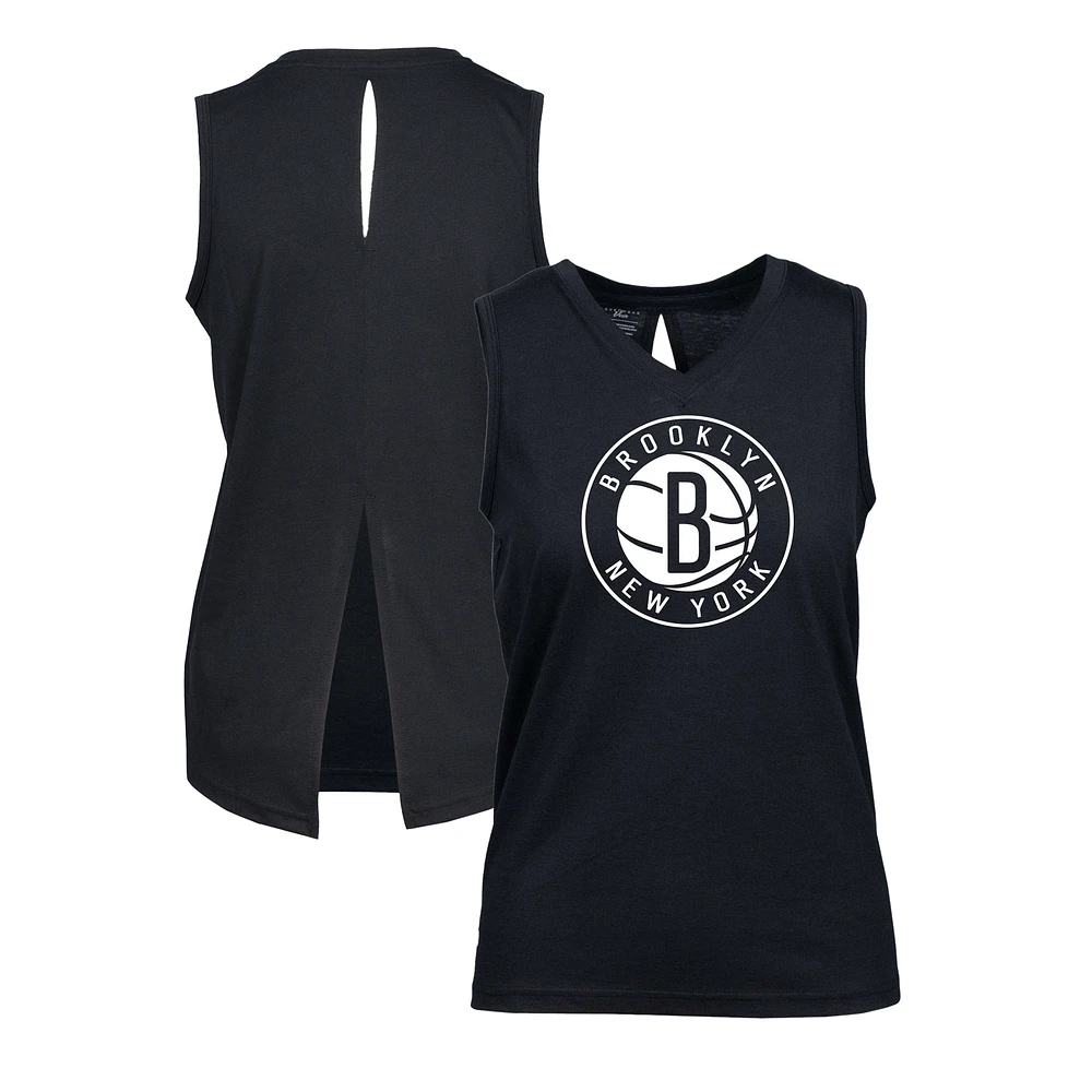 Women's Levelwear Black Brooklyn Nets Paisley Core V-Neck Tank Top