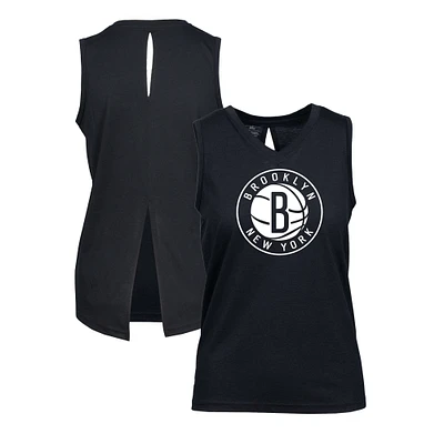 Women's Levelwear Black Brooklyn Nets Paisley Core V-Neck Tank Top