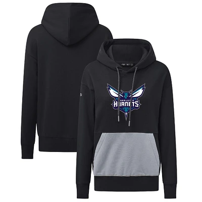 Women's Levelwear Black Charlotte Hornets Bonfire Pullover Hoodie