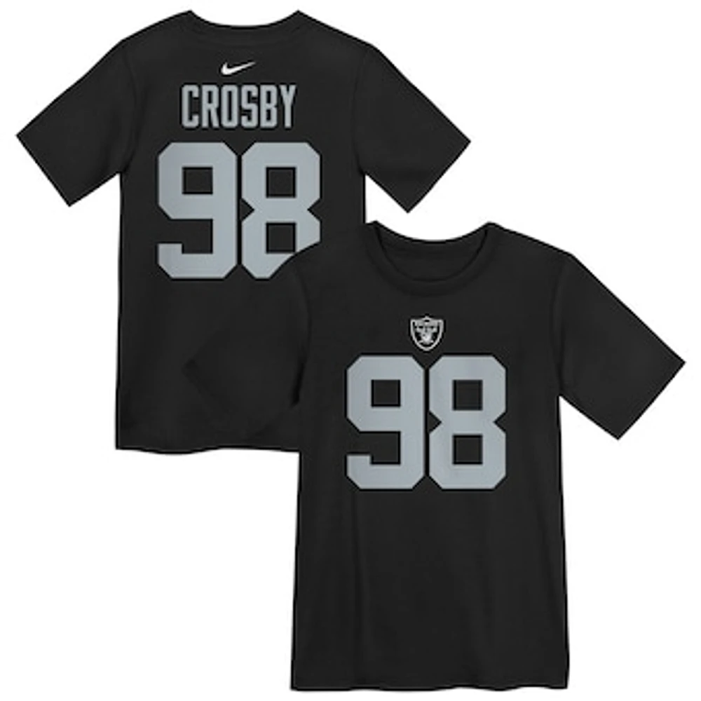 Preschool Nike Maxx Crosby Black Las Vegas Raiders Player Name & Number T-Shirt