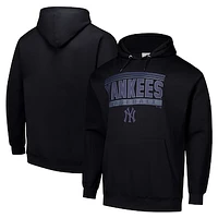 Men's  Black New York Yankees Stack Fleece Pullover Hoodie