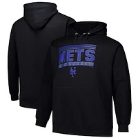 Men's  Black New York Mets Stack Fleece Pullover Hoodie