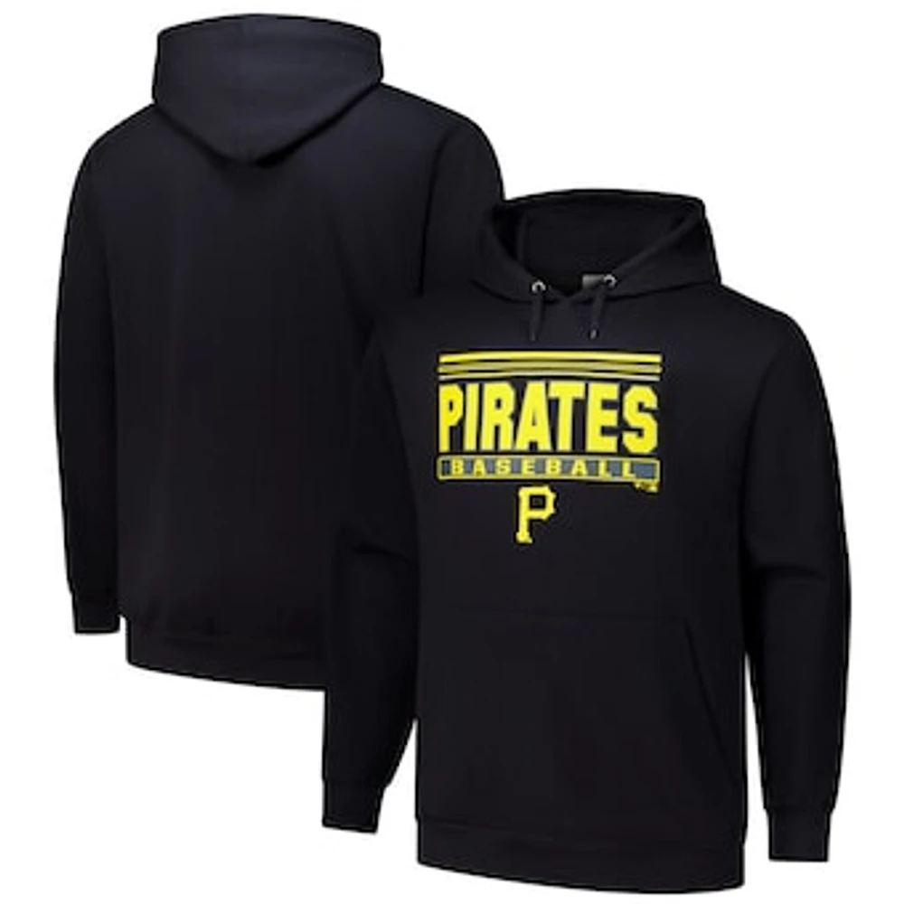 Men's  Black Pittsburgh Pirates Stack Fleece Pullover Hoodie