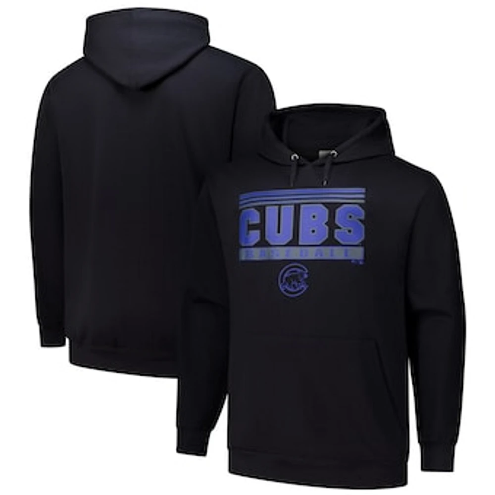 Men's  Black Chicago Cubs Stack Fleece Pullover Hoodie