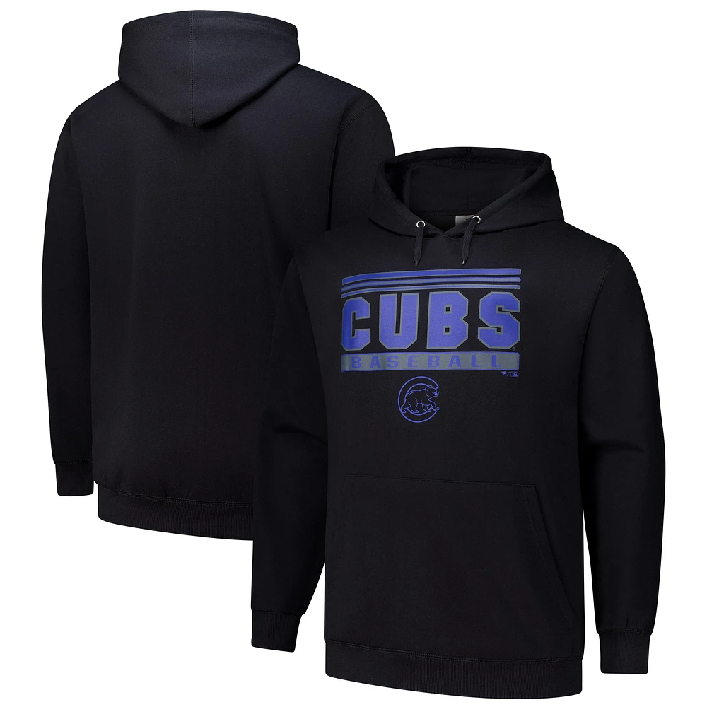 Men's  Black Chicago Cubs Stack Fleece Pullover Hoodie