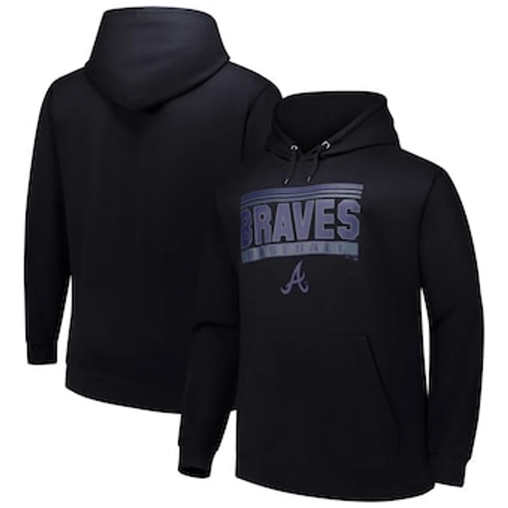 Men's  Black Atlanta Braves Stack Fleece Pullover Hoodie