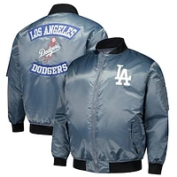 Men's Profile Charcoal Los Angeles Dodgers Big & Tall Full-Zip Bomber Jacket