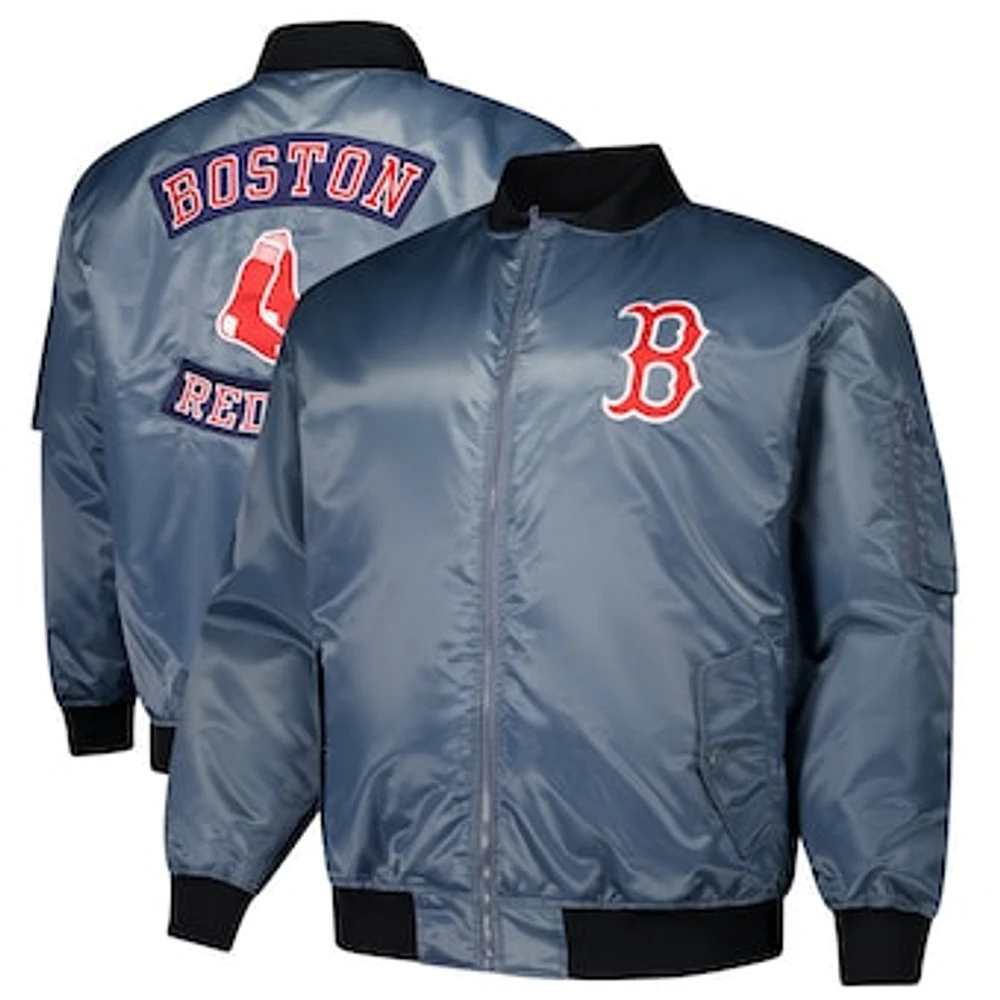 Men's Profile Charcoal Boston Red Sox Big & Tall Full-Zip Bomber Jacket