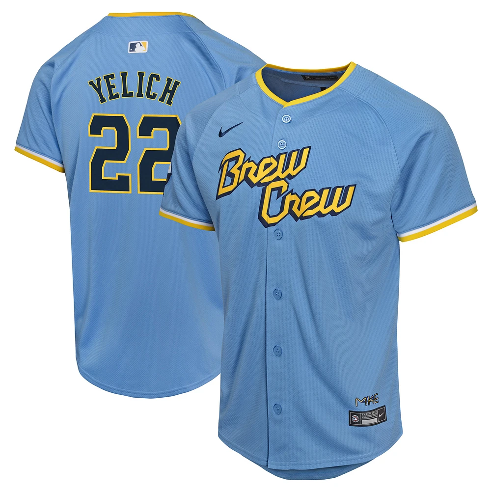 Youth Nike Christian Yelich Powder Blue Milwaukee Brewers City Connect Limited Player Jersey