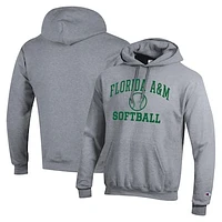 Men's Champion  Gray Florida A&M Rattlers Icon Softball Powerblend Pullover Hoodie