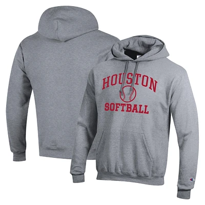 Men's Champion  Gray Houston Cougars Icon Softball Powerblend Pullover Hoodie