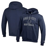 Men's Champion  Navy Howard Bison Icon Softball Powerblend Pullover Hoodie