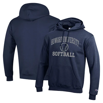Men's Champion  Navy Howard Bison Icon Softball Powerblend Pullover Hoodie