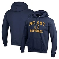 Men's Champion  Navy North Carolina A&T Aggies Icon Softball Powerblend Pullover Hoodie