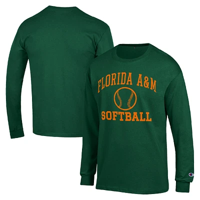 Men's Champion Florida A&M Rattlers Icon Softball Powerblend Long Sleeve T-Shirt