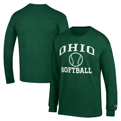 Men's Champion Ohio Bobcats Icon Softball Powerblend Long Sleeve T-Shirt