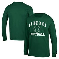 Men's Champion Ohio Bobcats Icon Softball Powerblend Long Sleeve T-Shirt