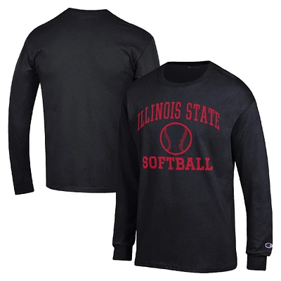 Men's Champion Illinois State Redbirds Icon Softball Powerblend Long Sleeve T-Shirt