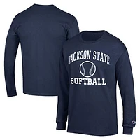 Men's Champion  Navy Jackson State Tigers Icon Softball Powerblend Long Sleeve T-Shirt