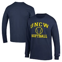 Men's Champion  Navy UNC Wilmington Seahawks Icon Softball Powerblend Long Sleeve T-Shirt