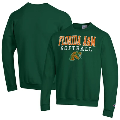 Men's Champion Florida A&M Rattlers Stack Logo Softball Powerblend Pullover Sweatshirt