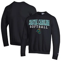 Men's Champion Coastal Carolina Chanticleers Stack Logo Softball Powerblend Pullover Sweatshirt