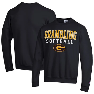 Men's Champion Grambling Tigers Stack Logo Softball Powerblend Pullover Sweatshirt