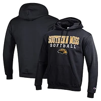 Men's Champion Southern Miss Golden Eagles Stack Logo Softball Powerblend Pullover Hoodie
