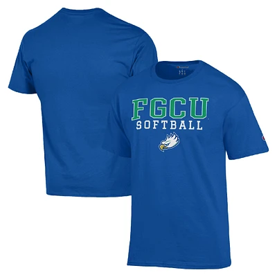 Men's Champion  Royal Florida Gulf Coast Eagles Stack Logo Softball Powerblend T-Shirt