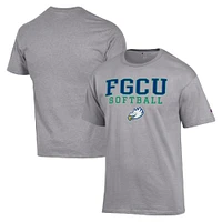 Men's Champion  Gray Florida Gulf Coast Eagles Stack Logo Softball Powerblend T-Shirt