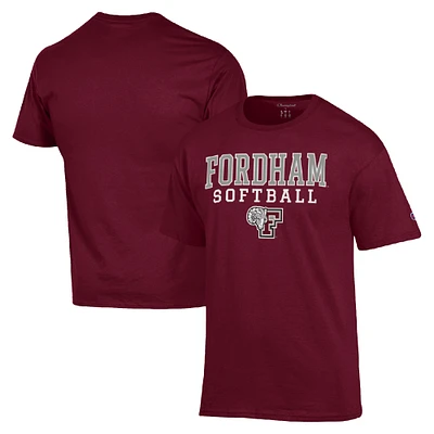 Men's Champion  Maroon Fordham Rams Stack Logo Softball Powerblend T-Shirt