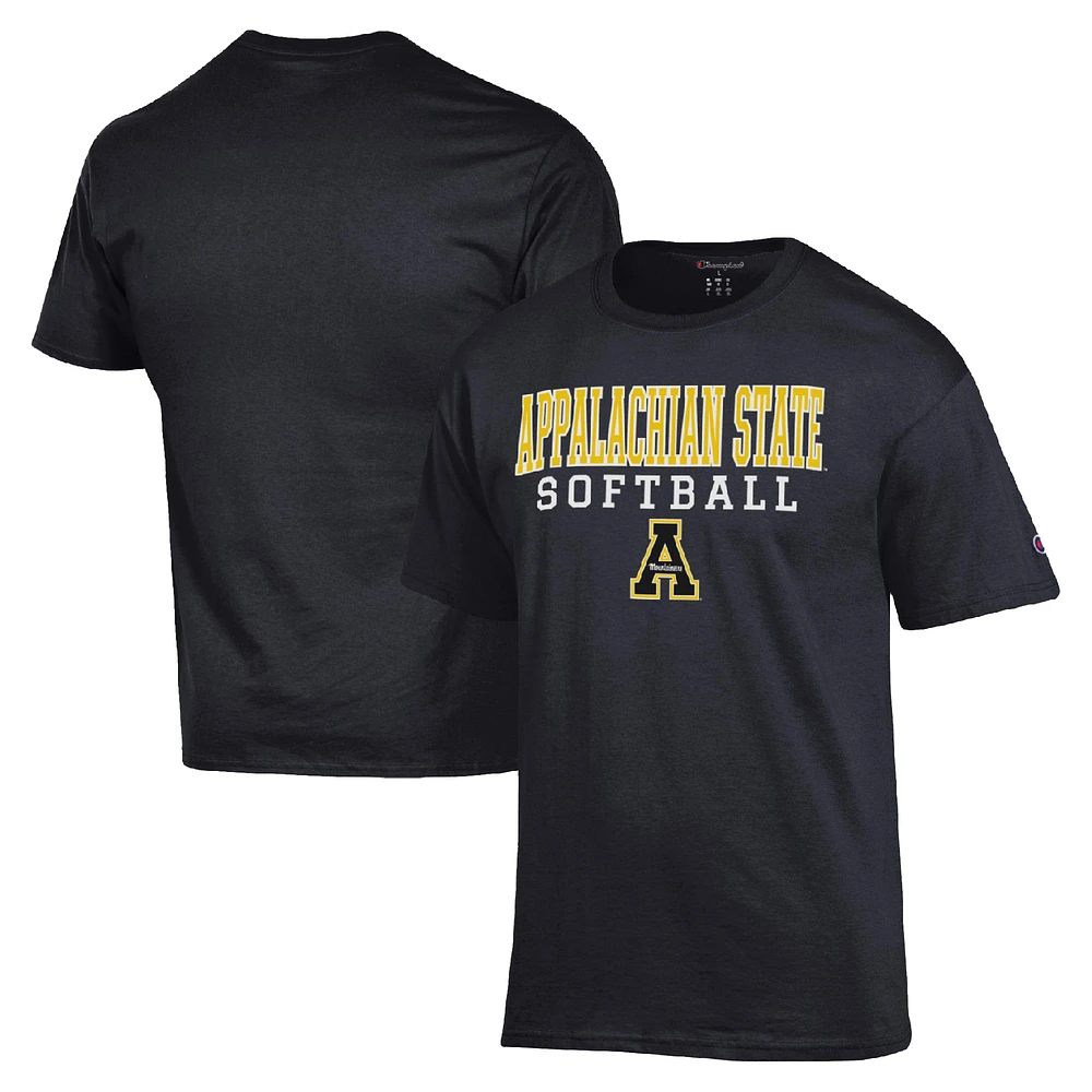 Men's Champion Appalachian State Mountaineers Stack Logo Softball Powerblend T-Shirt