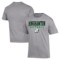 Men's Champion  Gray Binghamton Bearcats Stack Logo Softball Powerblend T-Shirt