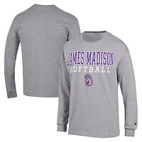 Men's Champion James Madison Dukes Stack Logo Softball Powerblend Long Sleeve T-Shirt