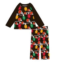 Preschool Cleveland Browns Two-Piece Garland Holiday Long Sleeve Pajama Set