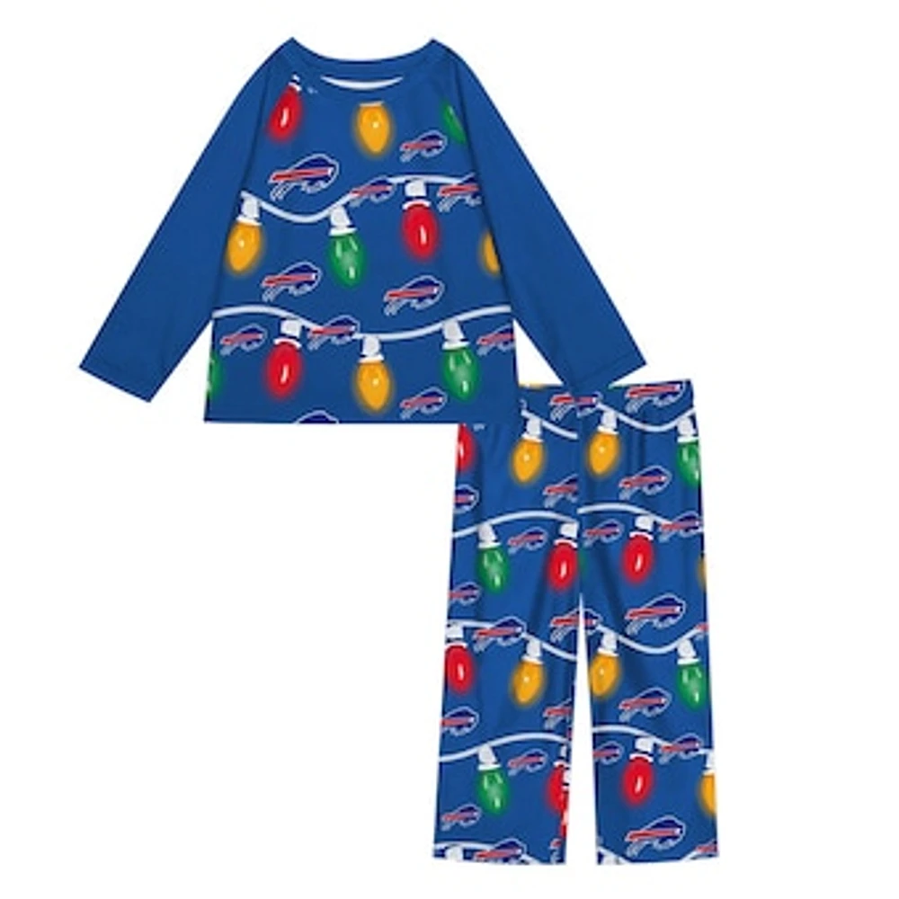 Preschool Buffalo Bills Two-Piece Garland Holiday Long Sleeve Pajama Set