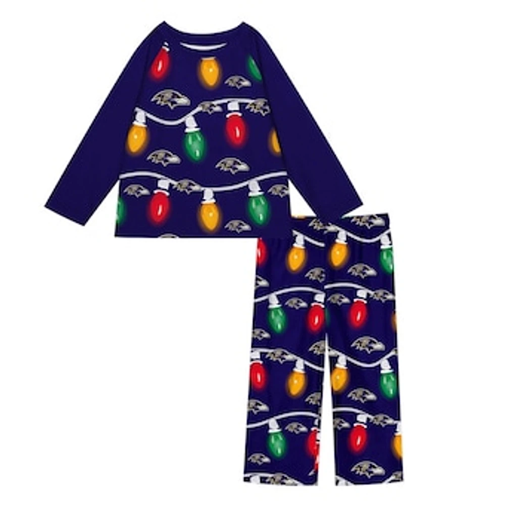 Preschool Baltimore Ravens Two-Piece Garland Holiday Long Sleeve Pajama Set