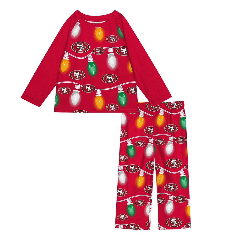 Toddler San Francisco 49ers Two-Piece Garland Holiday Long Sleeve Pajama Set