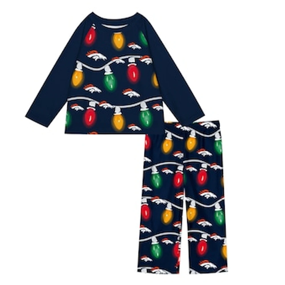 Toddler Denver Broncos Two-Piece Garland Holiday Long Sleeve Pajama Set