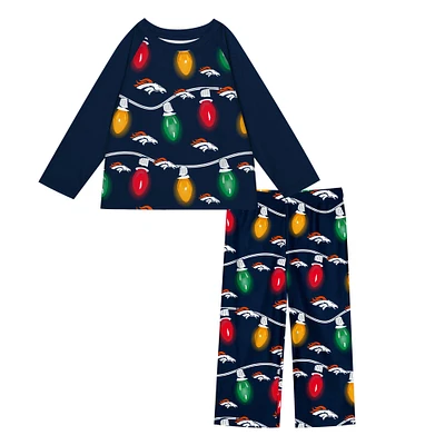 Toddler Denver Broncos Two-Piece Garland Holiday Long Sleeve Pajama Set