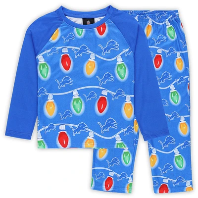 Toddler Detroit Lions Two-Piece Garland Holiday Long Sleeve Pajama Set