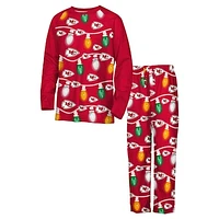 Youth Kansas City Chiefs Two-Piece Garland Holiday Long Sleeve Pajama Set