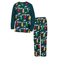 Youth Philadelphia Eagles Two-Piece Garland Holiday Long Sleeve Pajama Set