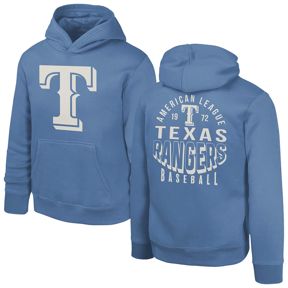 Youth Royal Texas Rangers Team Banner Pullover Hoodie