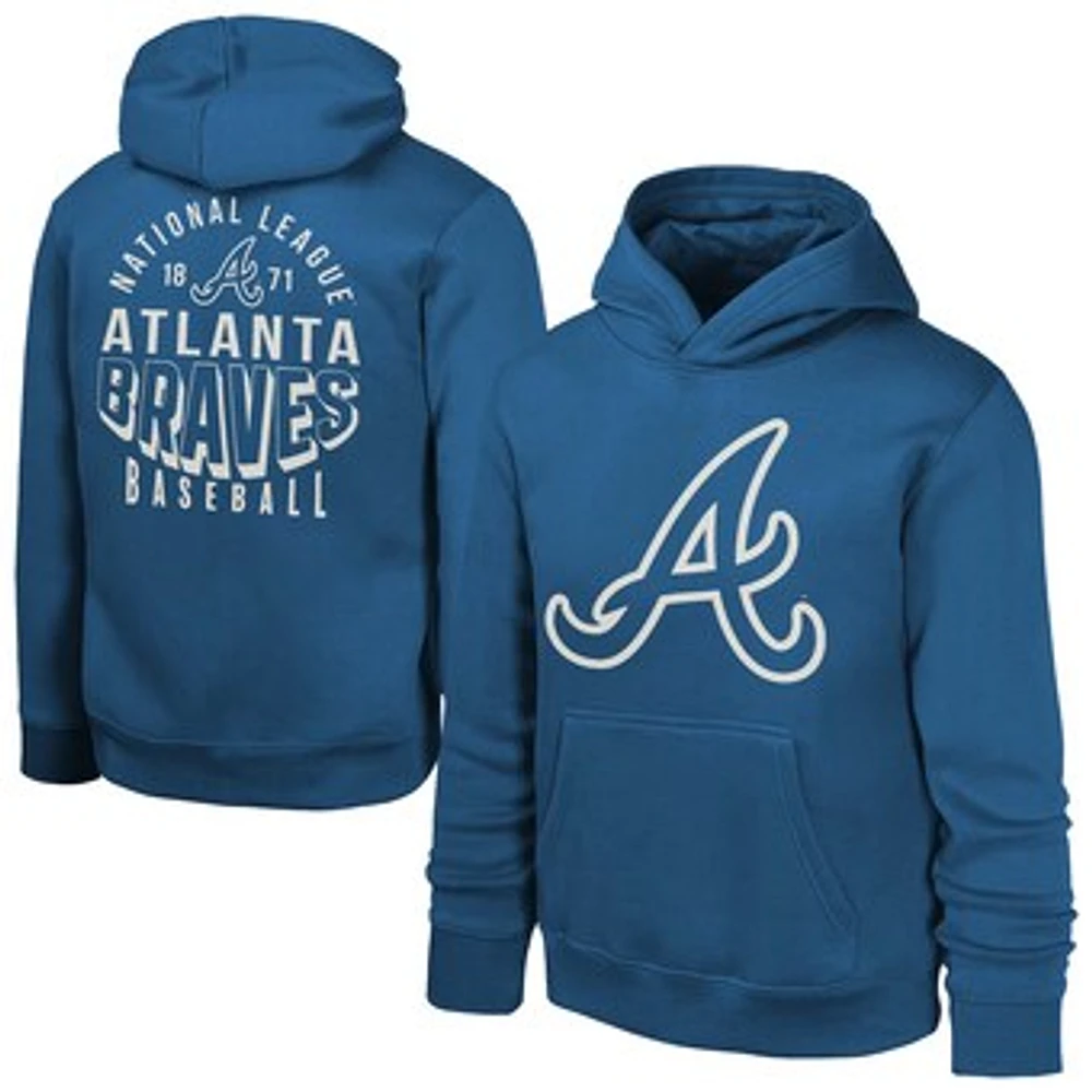 Youth Navy Atlanta Braves Team Banner Pullover Hoodie