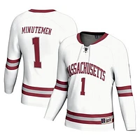 Youth GameDay Greats #1 White UMass Minutemen Hockey Fashion Jersey