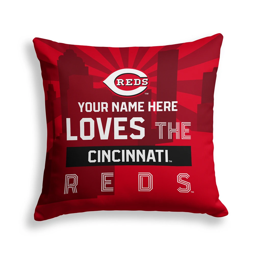Pegasus Cincinnati Reds 18" x 18" City Skyline Personalized Decor Pillow